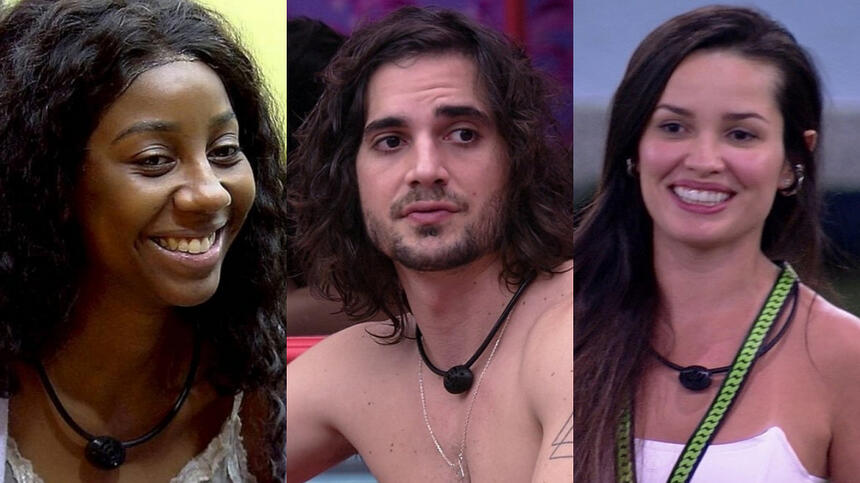 Finalistas do BBB 21, Camilla de Lucas, Fiuk e Juliette em uma montagem