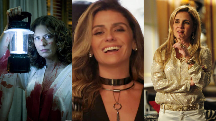 Flora (Patrícia Pillar), Atena (Giovanna Antonelli) e Carminha (Adriana Esteves) | Imagem: Reprodução/TV Globo