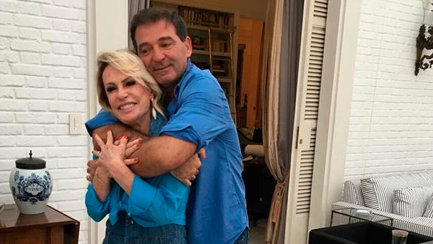 Ana Maria Braga e Johnny Lucet na casa da apresentadora