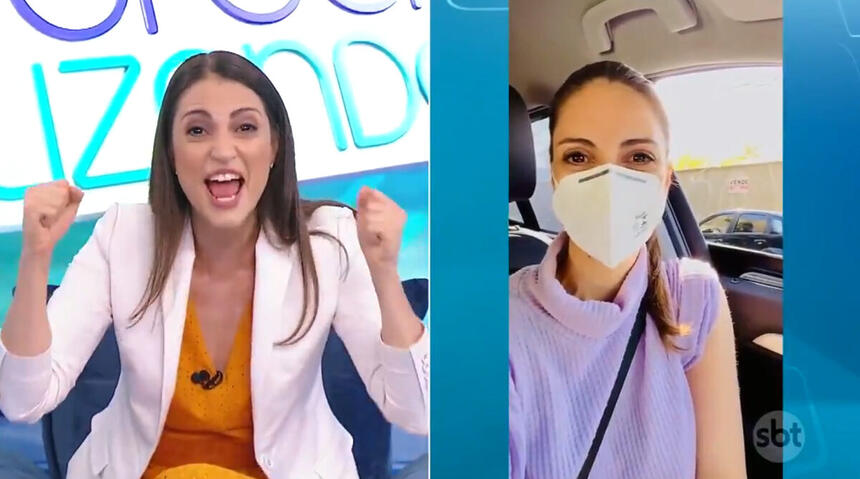 Chris Flores, apresentadora do SBT, recebe vacina contra Covid-19: "Chegou meu dia!"