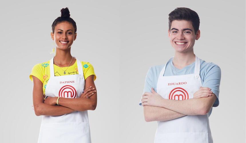 Daphne e Eduardo em foto de divulgação do MasterChef Brasil