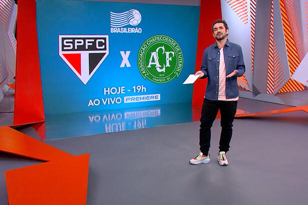 Felipe Andreoli falando sobre o jogo entre São Paulo e Chapecoense no Globo Esporte de SP no dia 16 de junho de 2021