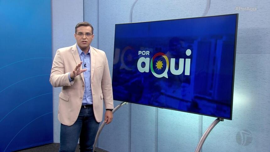 Fabio Araujo na estreia do Por Aqui na TV Jornal, afiliada do SBT