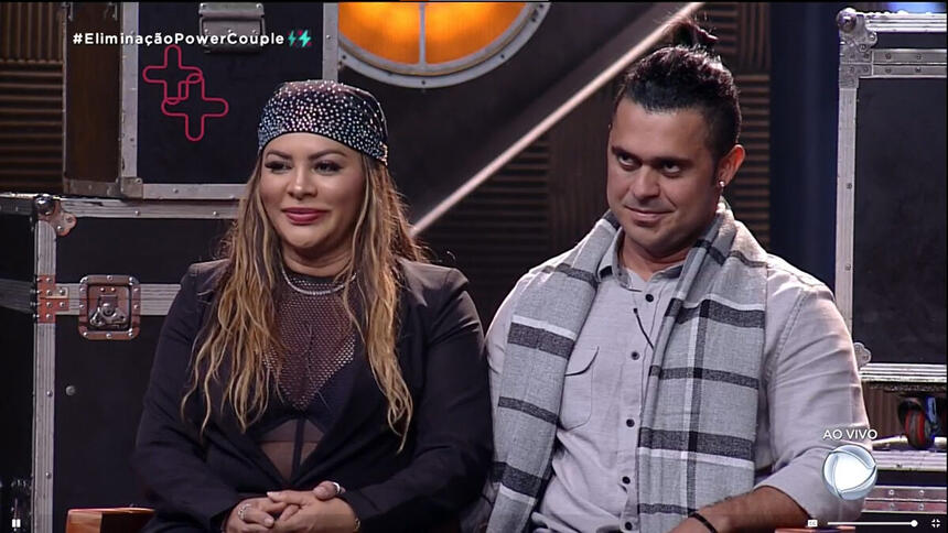 Márcia e Rod durante a noite de eliminação do Power Couple