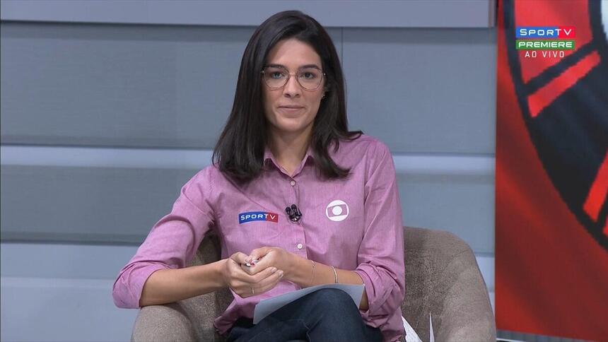 Renata Silviera durante a transmissão de sua estreia pelo SporTV