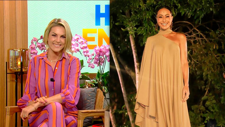 Ana Hickmann no Hoje em dia desta quinta-feira (29) e Sabrina Sato no Ilha Record de ontem, 28 de julho