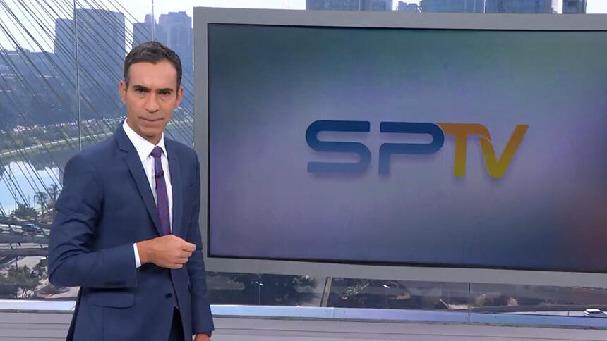 Cesar Tralli nos estúdios do SP1 - edição de 21 de julho