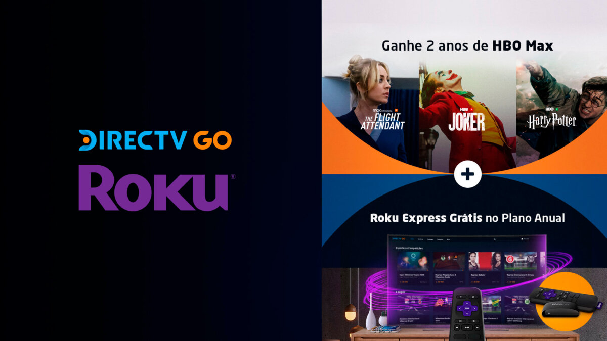 Logo do DirecTV Go e Roku Express
