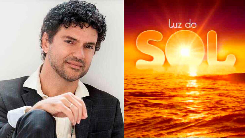 Jorge Vercillo e o logo da novela Luz do Sol