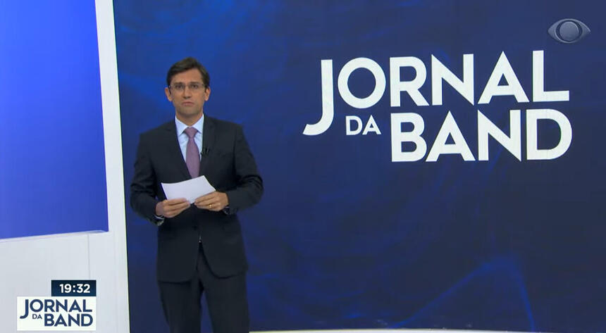 Rodolfo Schneider durante apresentação no Jornal da Band