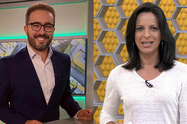 Jornalistas Felipe Malta e Viviane Costa em uma montagem