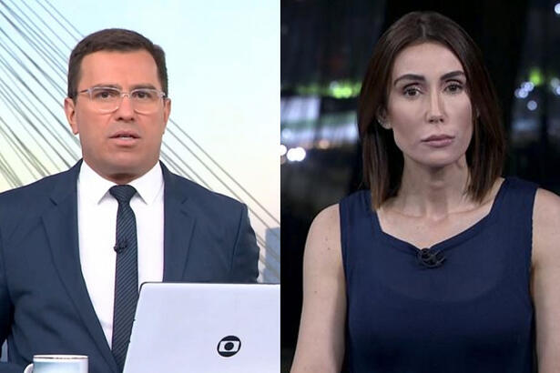 Rodrigo Bocardi e Michelle Barros em um montagem