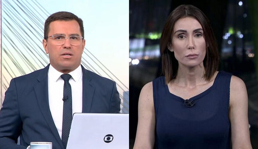 Rodrigo Bocardi e Michelle Barros em um montagem