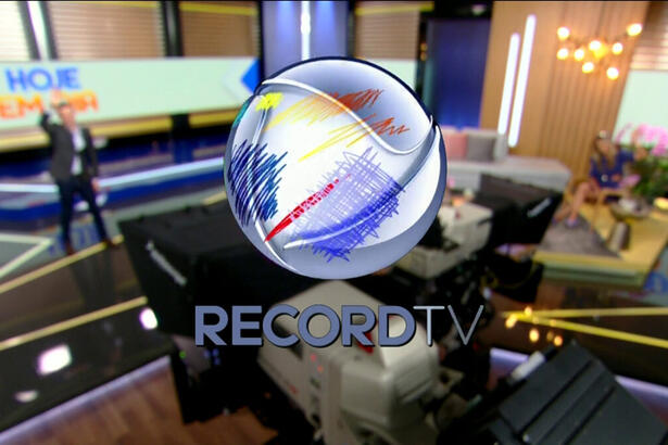 Logo da Record TV rabiscado, em uma ação da Veja