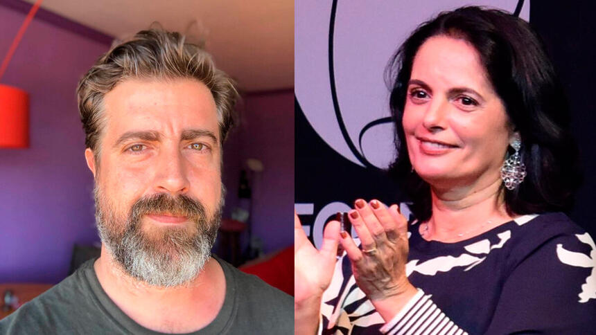 Camilo Pellegrini em sua casa e Paula Richard no lançamento da novela Jesus, na Record TV