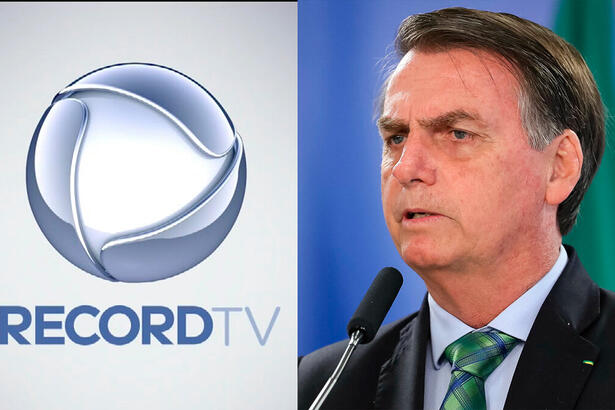 Logo da Record TV. Presidente Jair Bolsonaro