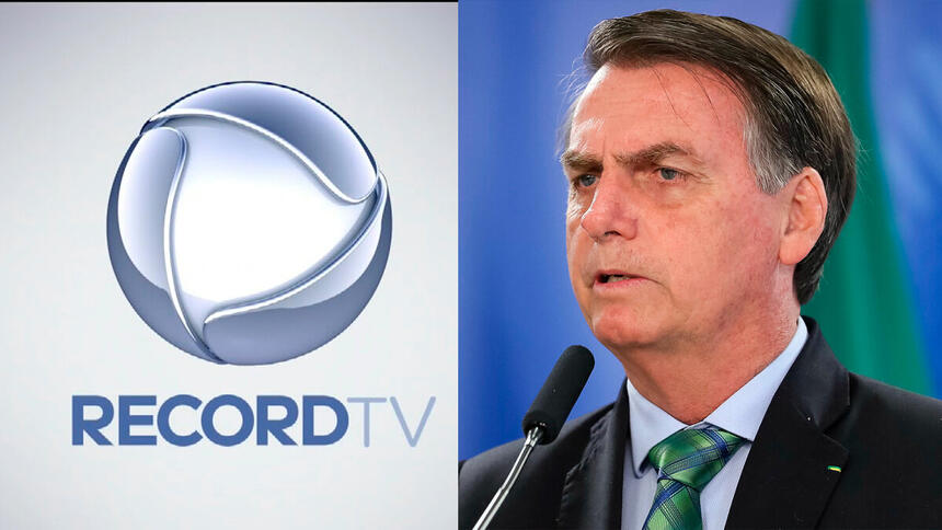 Logo da Record TV. Presidente Jair Bolsonaro