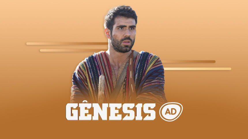 Logo do Resumo da semana da novela Gênesis com o protagonista da fase de José do Egito