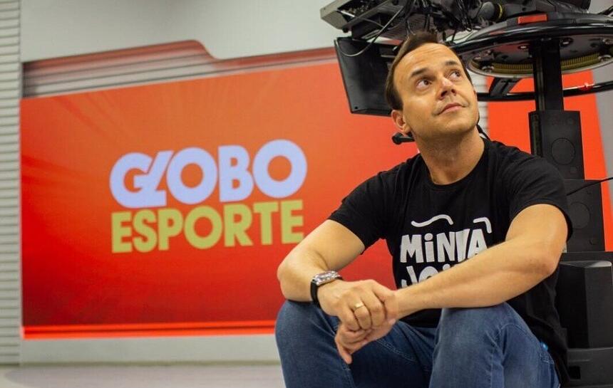 Tiago Medeiros nos estúdios do Globo Esporte em Recife