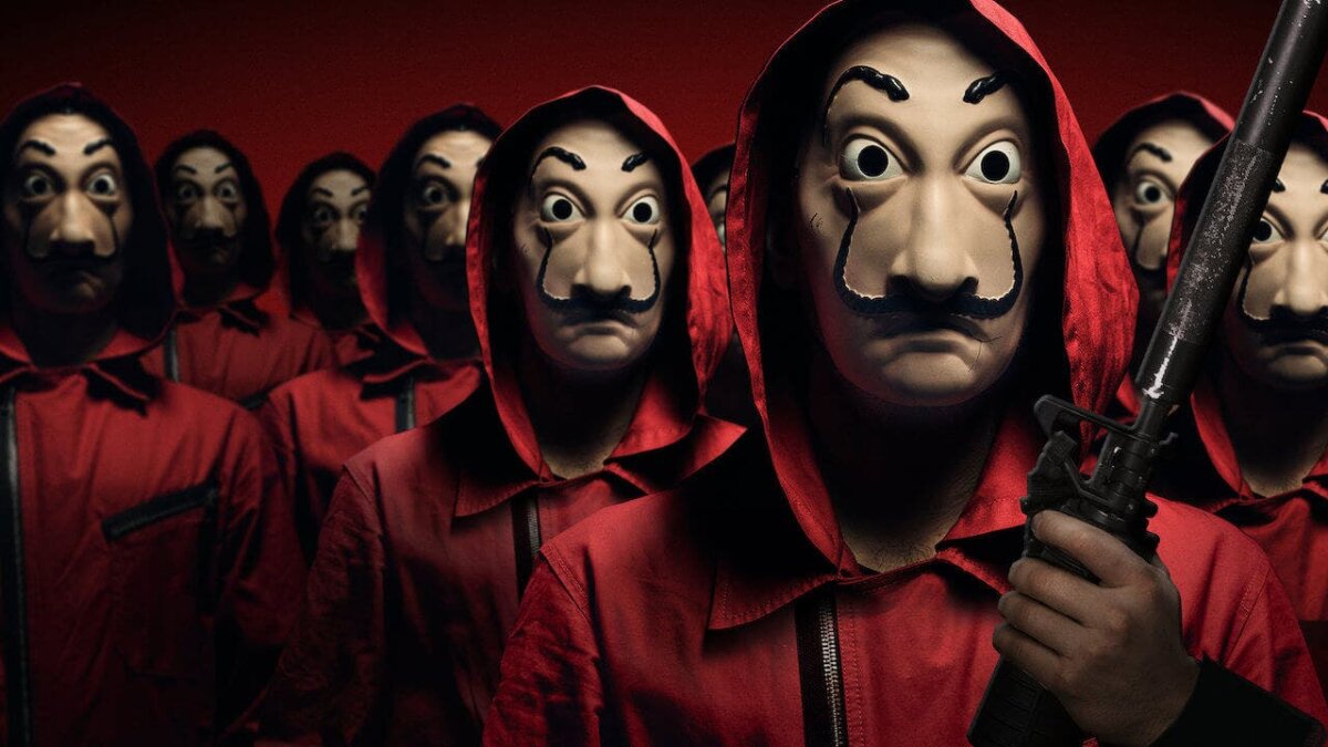 Homens mascarados em foto de divulgação de ‘La Casa de Papel’