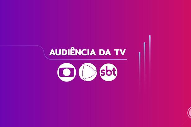 Consolidados de audiência da TV com os logos da TV Globo, Record TV e SBT