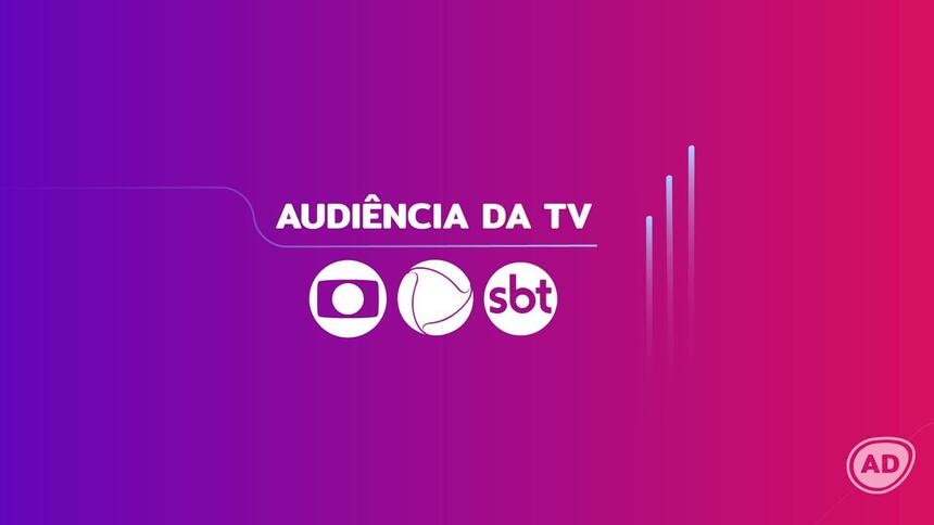 Consolidados de audiência da TV com os logos da TV Globo, Record TV e SBT