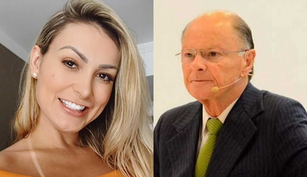 Andressa Urach e Bispo Macedo em uma montagem