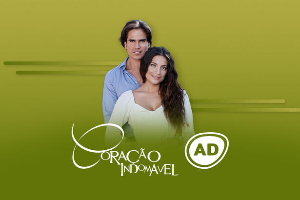 Protagonistas da novela Coração Indomável na arte de divulgação do resumo da semana