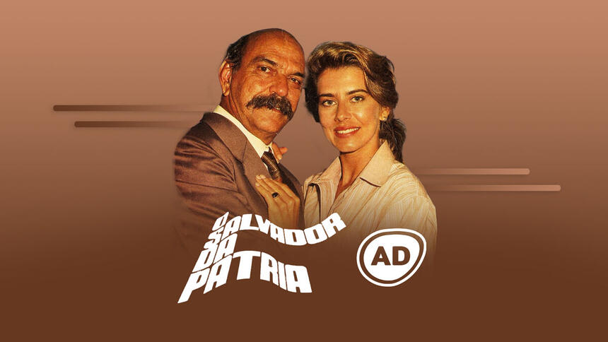 Sassa e Clotilde se abraçam na arte do resumo semanal da novela O Salvador da Pátria
