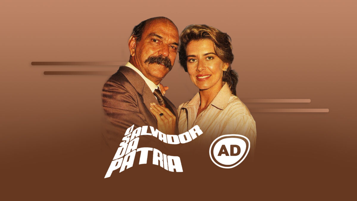 Sassa e Clotilde se abraçam na arte do resumo semanal da novela O Salvador da Pátria