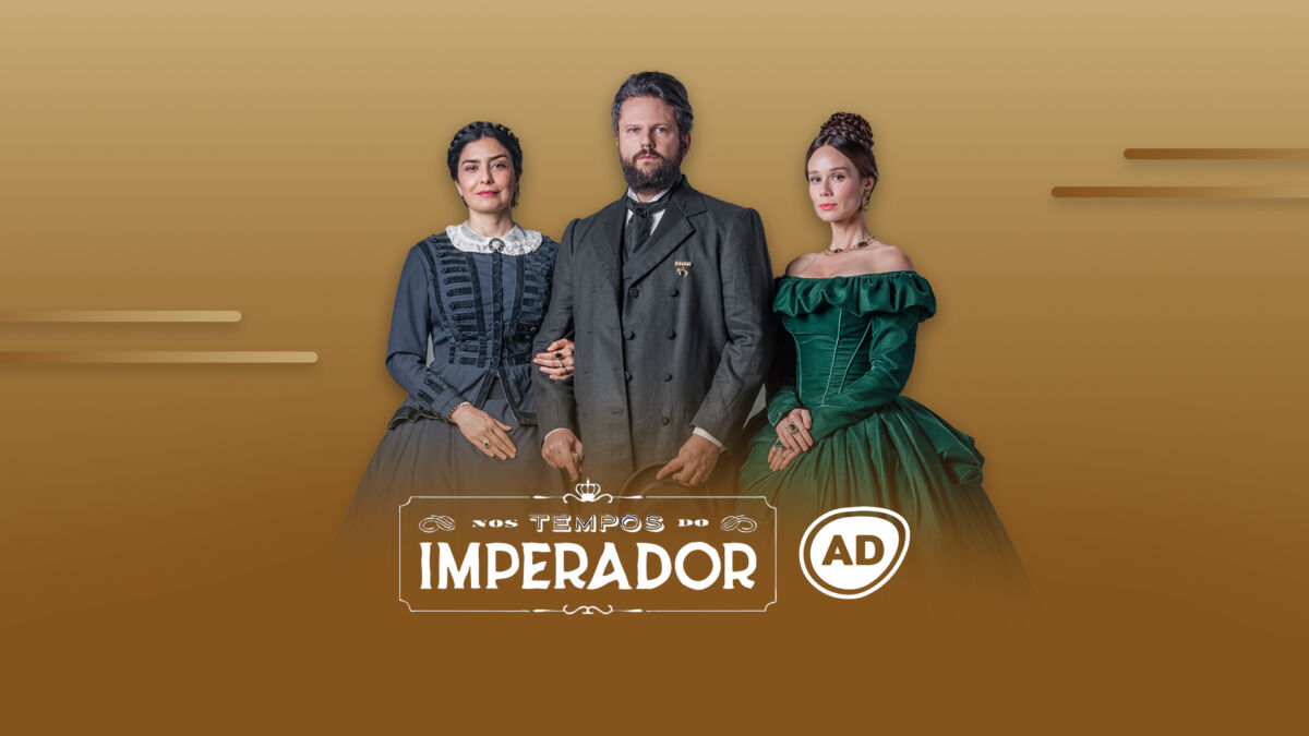 Protagonistas da novela Nos Tempos do Imperado na divulgação do resumo diário