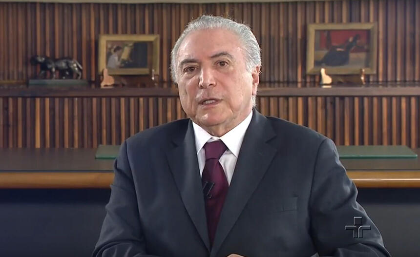 Michel Temer nos estúdios da TV Cultura