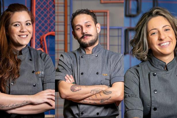 Montagem com Ana Hirita, Giovanni e Natália Scanove - participantes do Top Chef Brasil