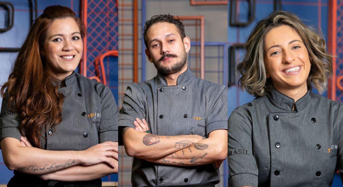 Montagem com Ana Hirita, Giovanni e Natália Scanove - participantes do Top Chef Brasil
