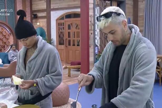 Gui Araujo em uma conversa com Dynho Alves, durante a manhã deste domingo em A Fazenda 13.