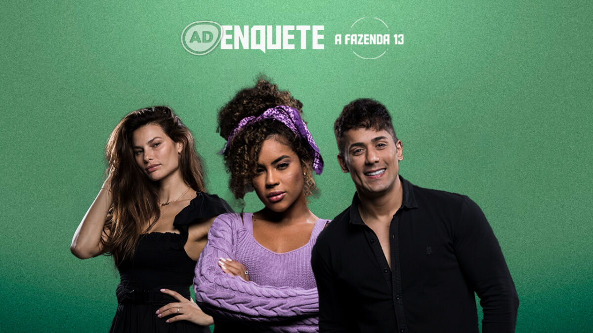Dayane, Sthe e Tiago na divulgação da Enquete de A Fazenda 13