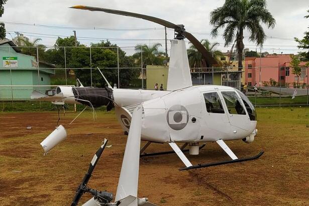 Helicóptero da Globo Minas com a asa quebrada após pouco forçado