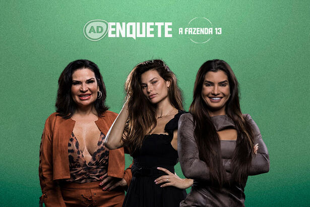 Solange Gomes, Dayane Mello e Marina Ferrari em montagem de divulgação de enquete A Fazenda