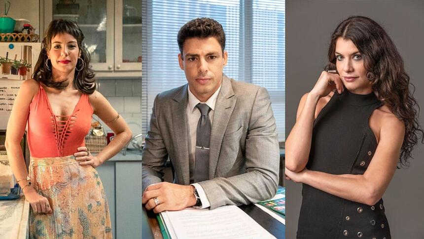 Andréia Horta, Cauã Reymond e Alinne Moraes em ensaio de divulgação da novela Um Lugar ao Sol