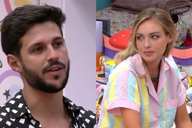 Rodrigo olha para Bárbara que está sentada no quarto do BBB 22