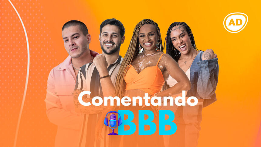 Capa do terceiro episódio do podcast Comentando BBB com Arthur Aguiar, Rodrigo, Natália e Linn da Quebrada