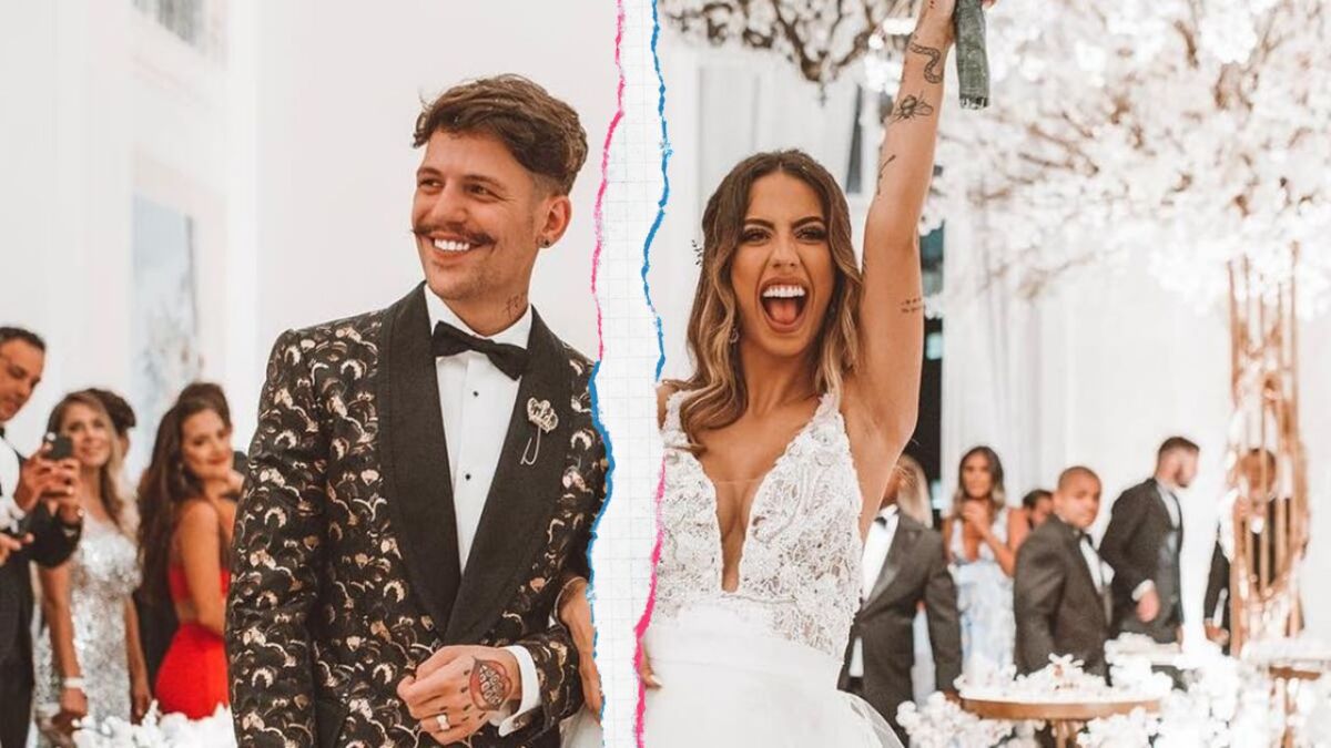 Saulo e Gabi Brandt em foto do casamento deles em 2019
