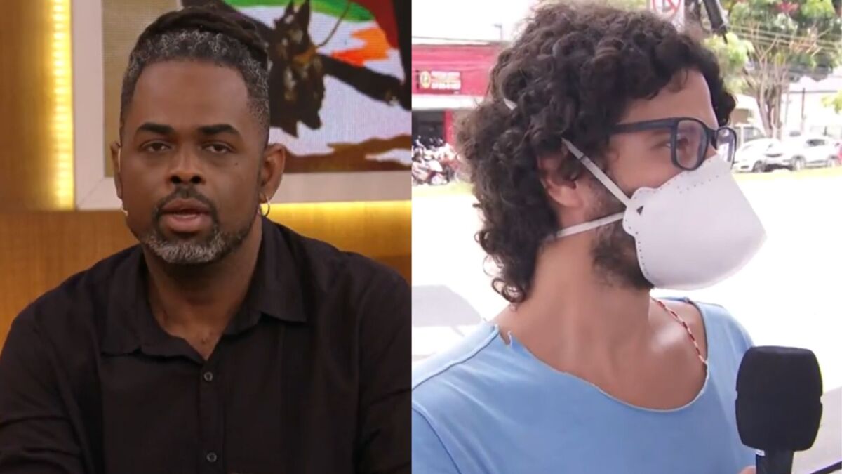 Manoel Soares em montagem com um entrevistado no Encontro