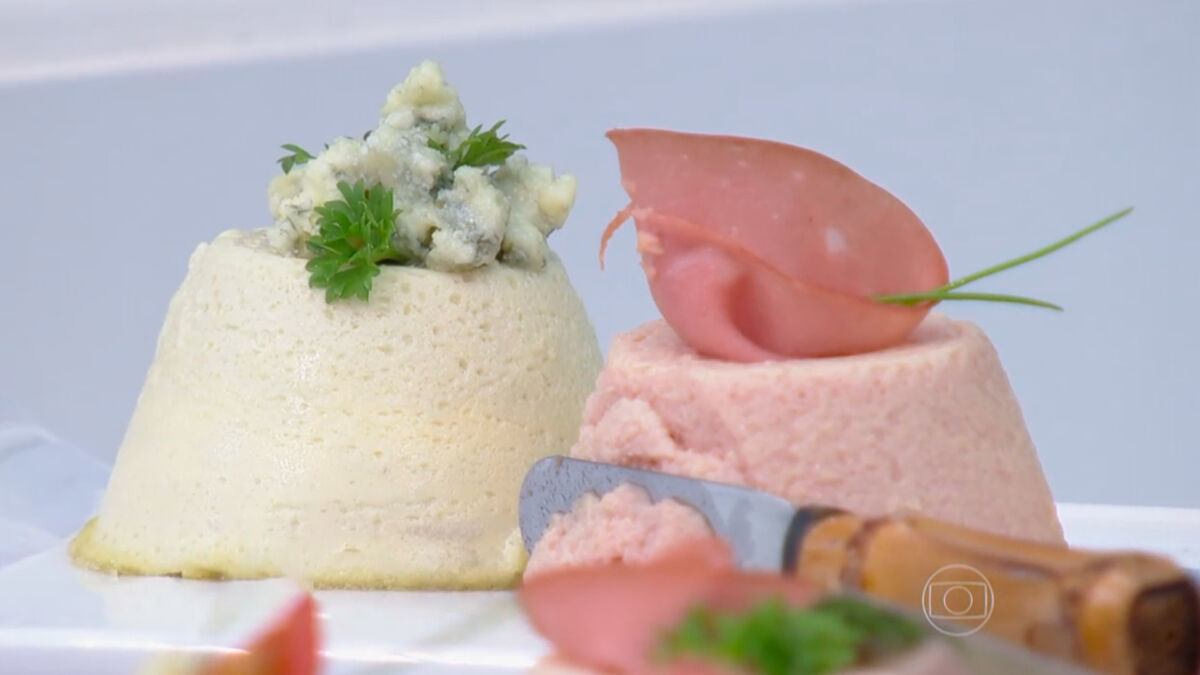 Mousse Light de Gorgonzola e Mortadela prontos no prato para serem servidos no estúdio do Mais Você com Ana Maria Braga
