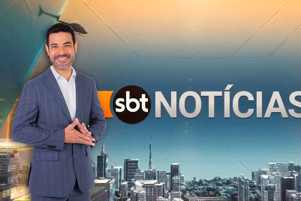 Darlisson Dutra ao lado do logo do SBT Notícias