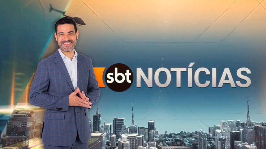 Darlisson Dutra ao lado do logo do SBT Notícias