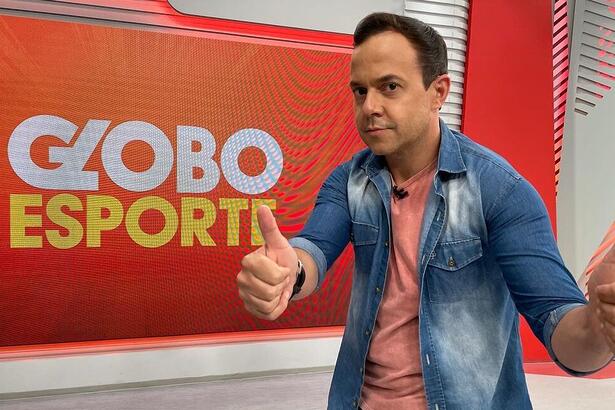 Tiago Medeiros nos estúdios do Globo Esporte em Recife