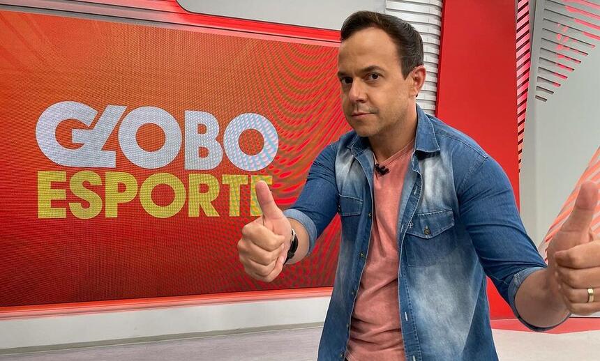 Tiago Medeiros nos estúdios do Globo Esporte em Recife