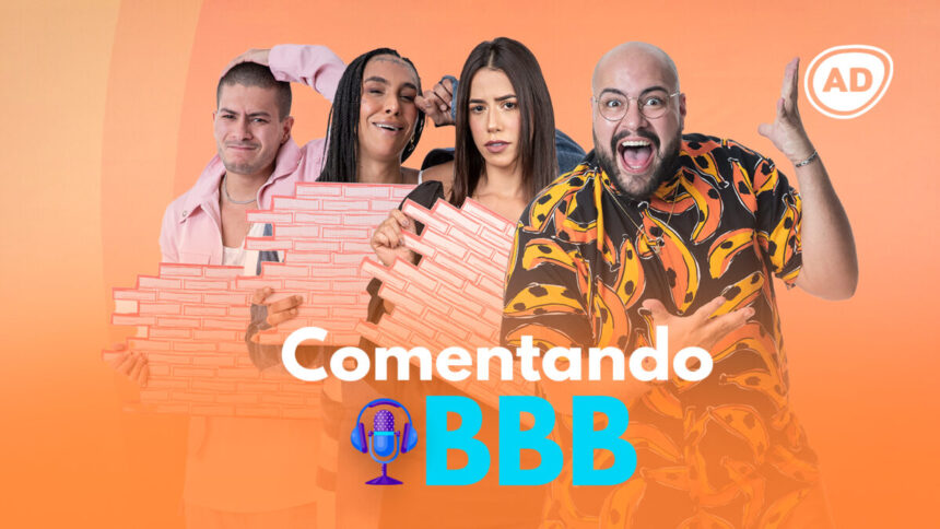 Arthur Aguiar, Linn da Quebrada, Larissa e Tiago Abravanel na capa do podcast Comentando BBB