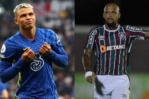 Thiago Silva (Chelsea) e Felipe Melo (Fluminense) em uma montagem